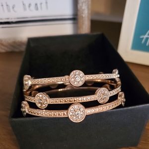 Gold and Diamond Bangle Bracelets Set of 3